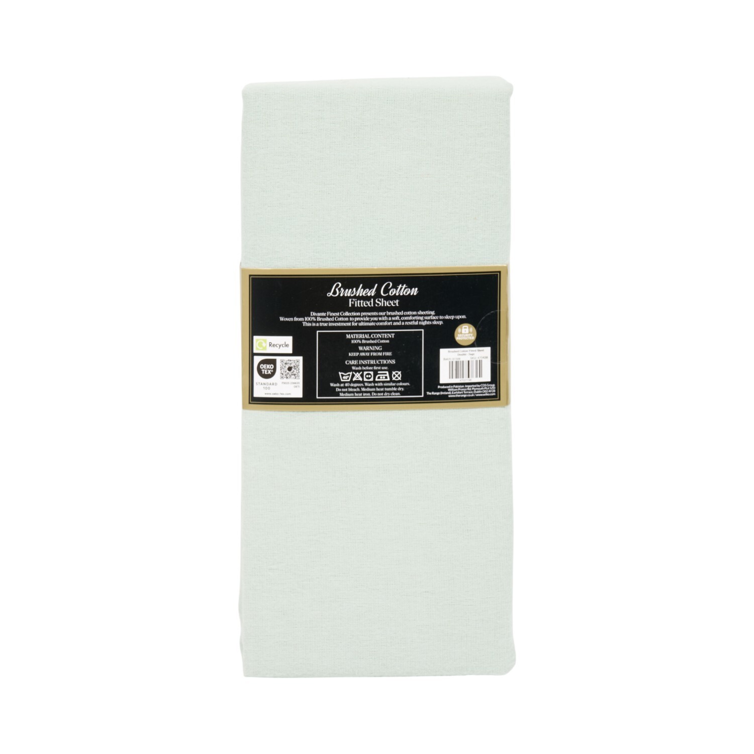 Cosy Brushed Cotton Fitted Sheet Sage Double Image 3