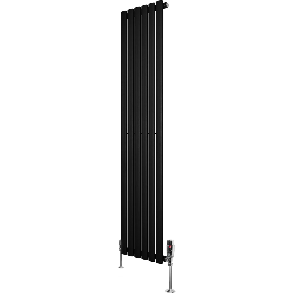 MonsterShop Black Oval Single Column Radiator and Chrome Valve Set 2881 BTU 1600 x 360mm Image 3