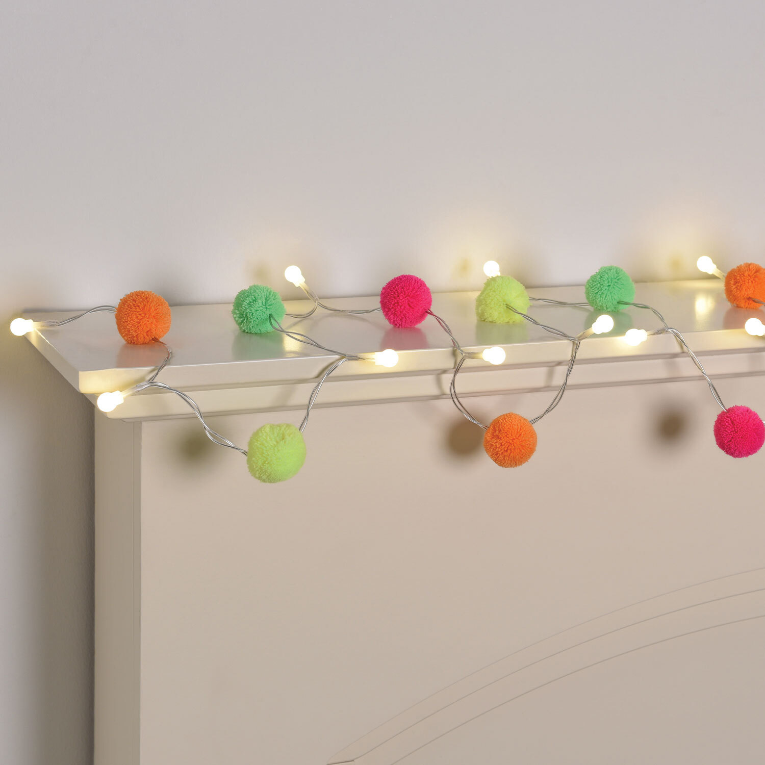 20 LED Neon Pom Pom String Light - Multicolour Image 3