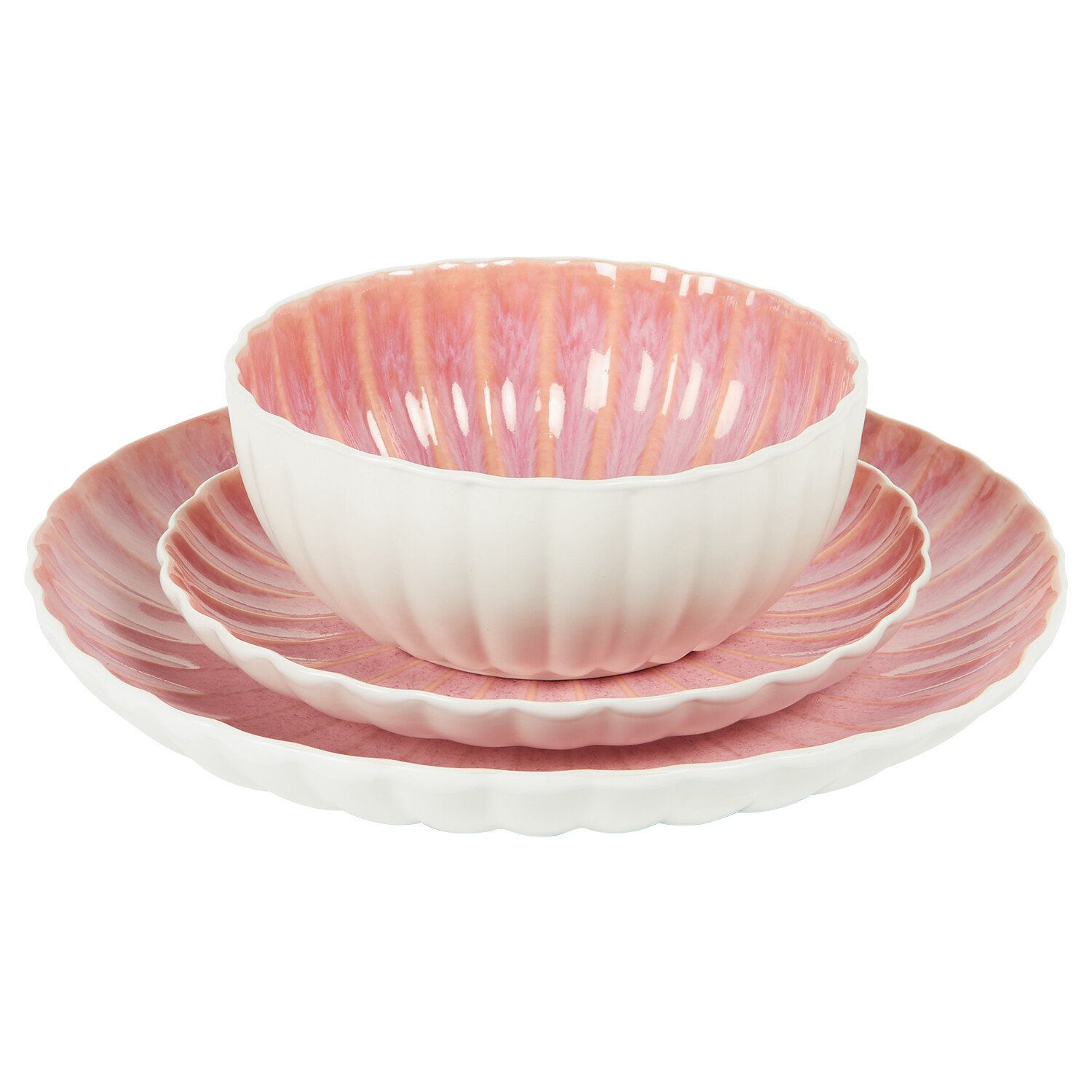 12 Piece Pink Reactive Glaze Dinner Set Pink Image 3