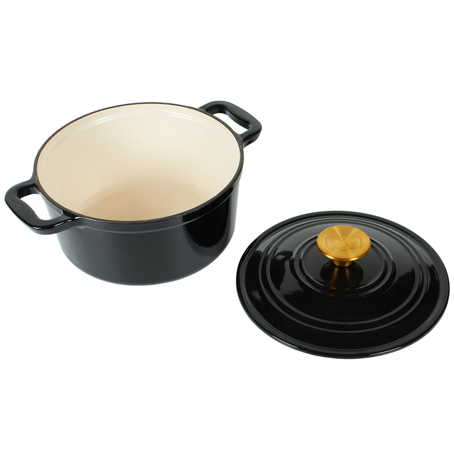 Kitchen Master Black Round Casserole Dish with Lid - Black / 20cm Image 3