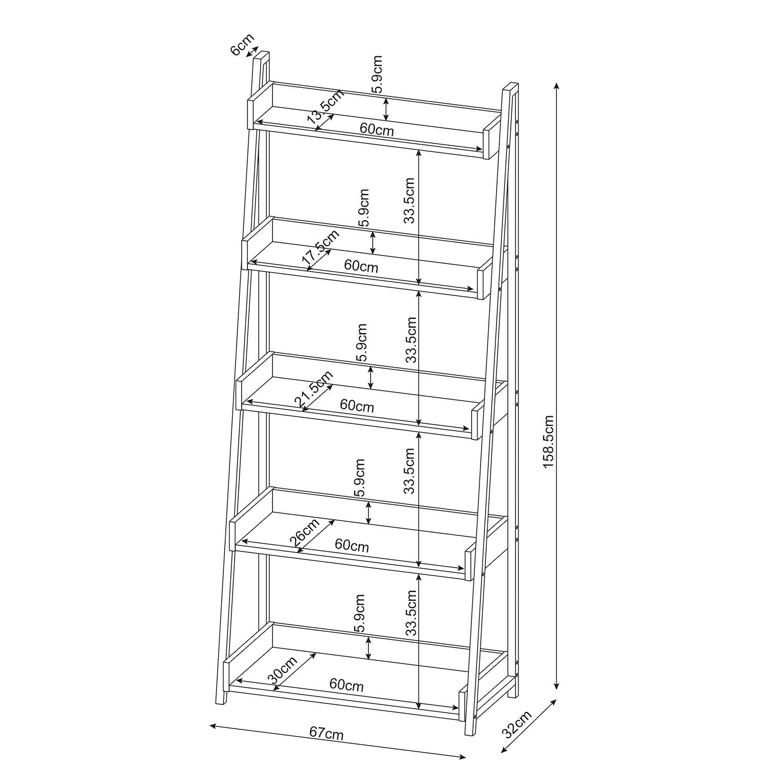 Harlow 5 Shelf White and Light Oak Metal Bookcase Image 4