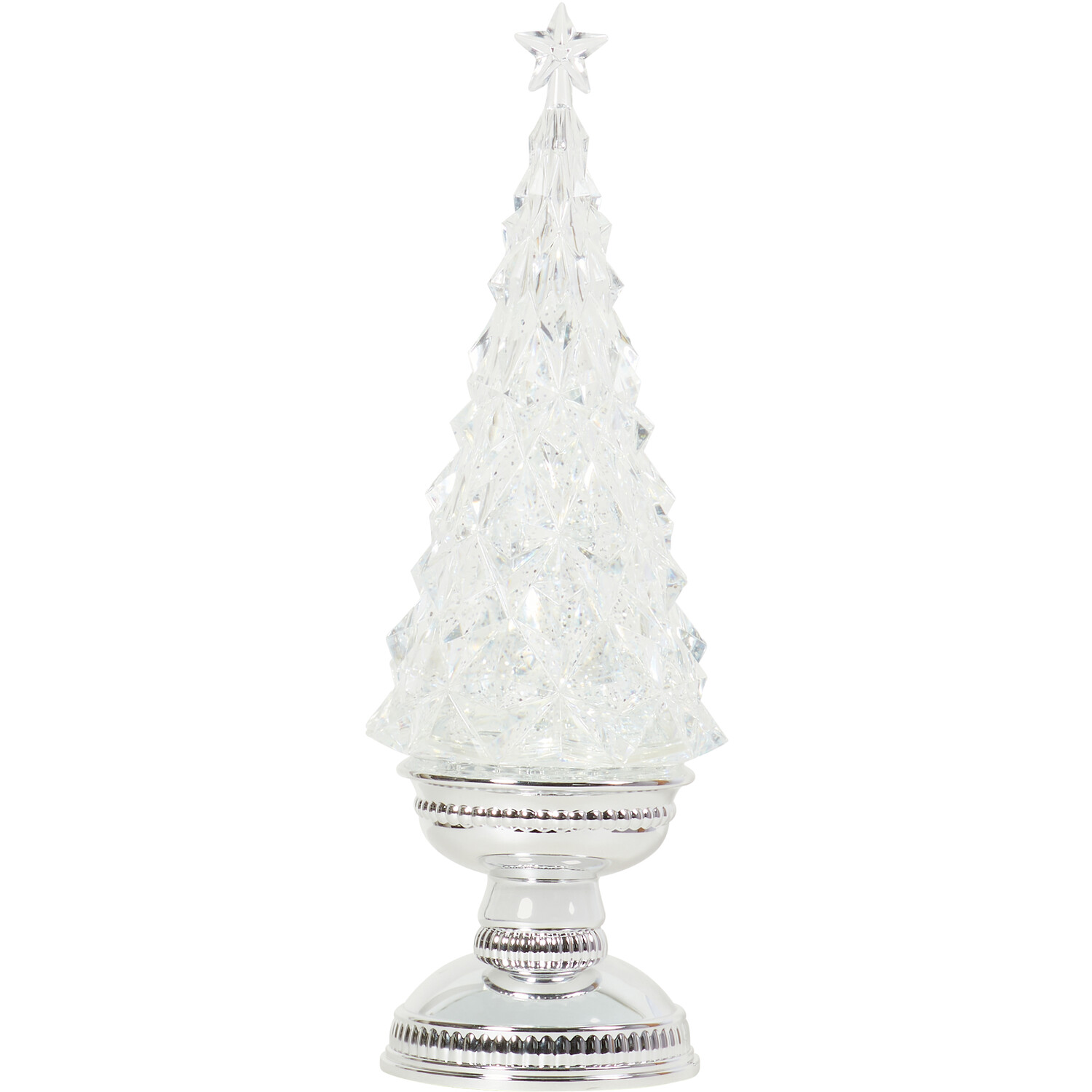 Icy White Glitter Spinning LED Tree - Clear Image 2