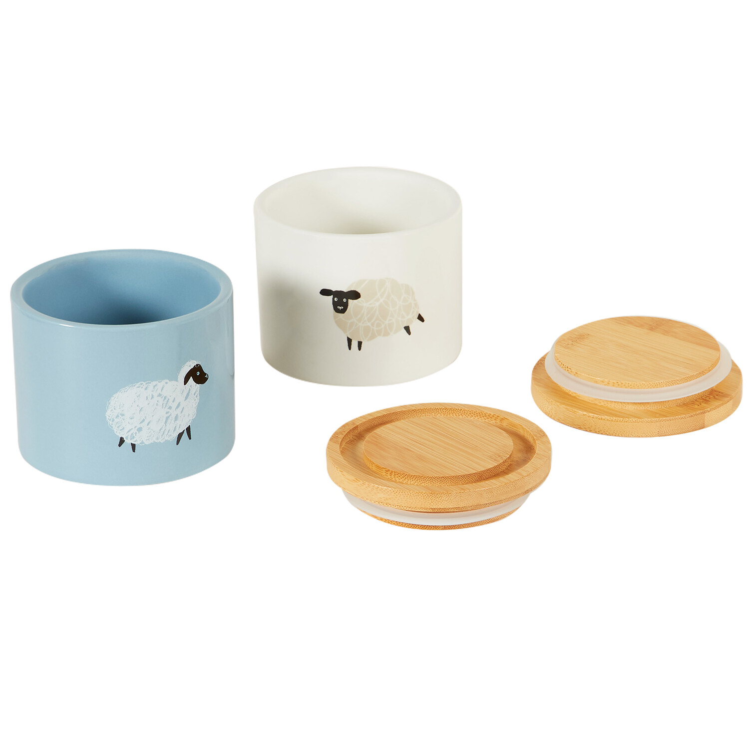 Highland Flock Stacking Canister with Bamboo Lid - White or Blue Image 6