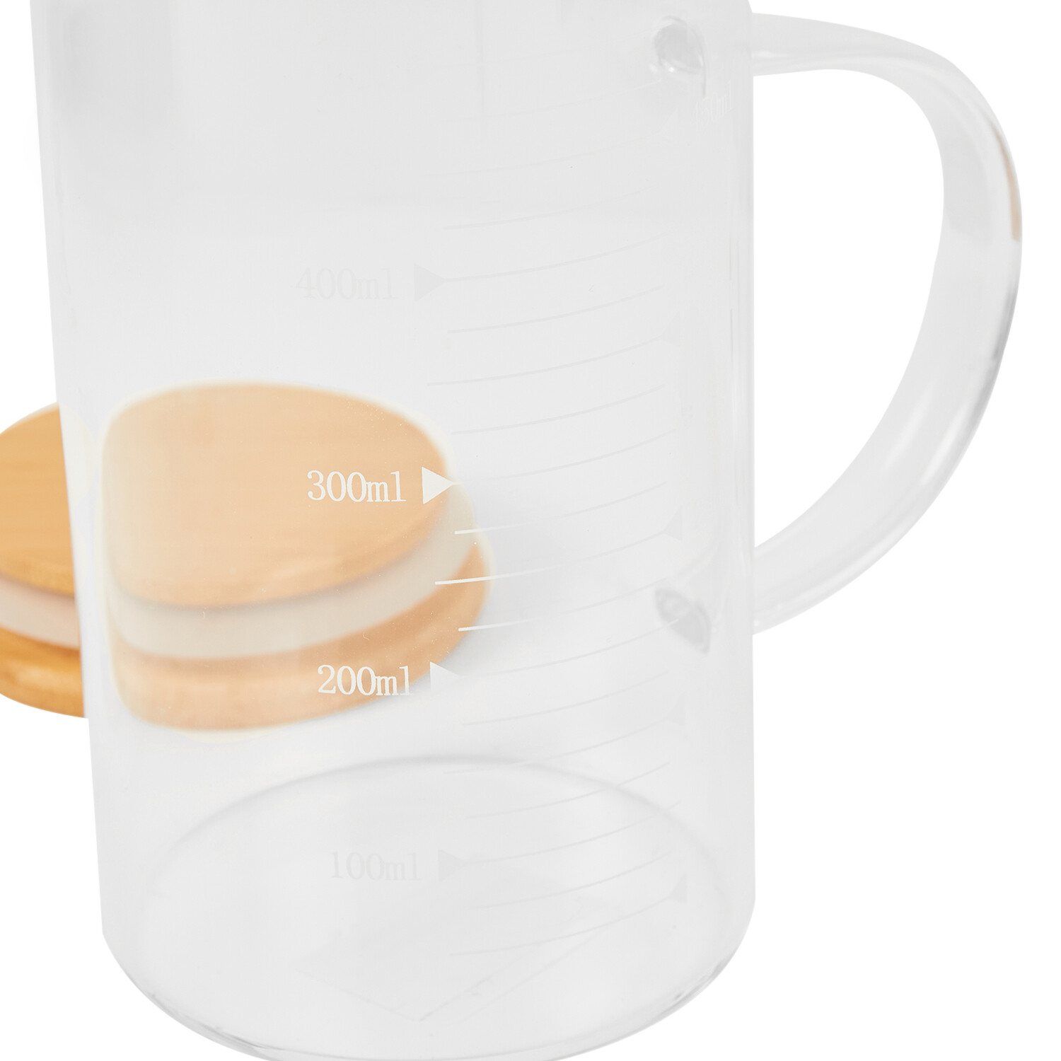 Glass Measuring Jug with Bamboo Lid 500ml - Clear Image 5