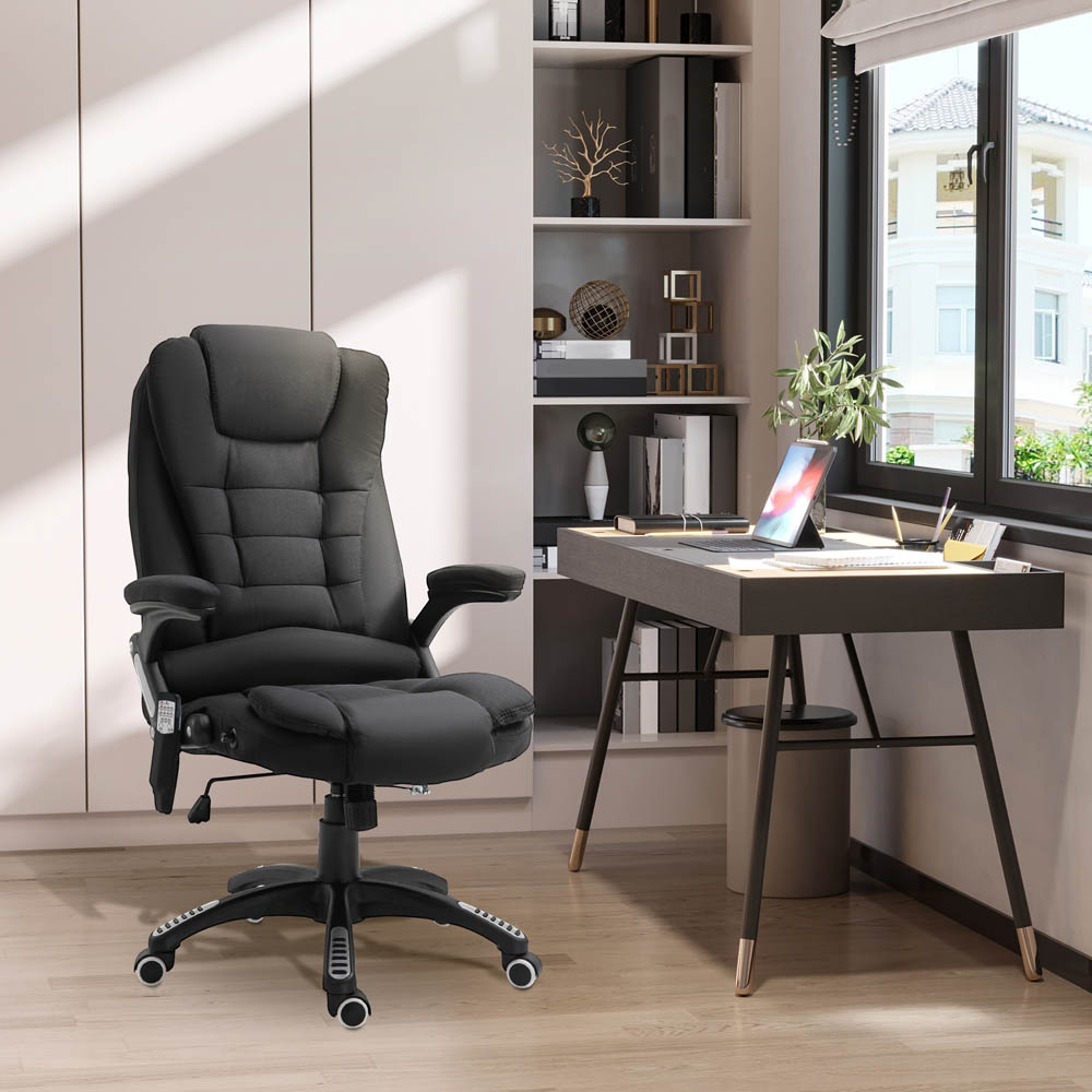Portland Black Linen Swivel Massage Recliner Office Chair Image 7