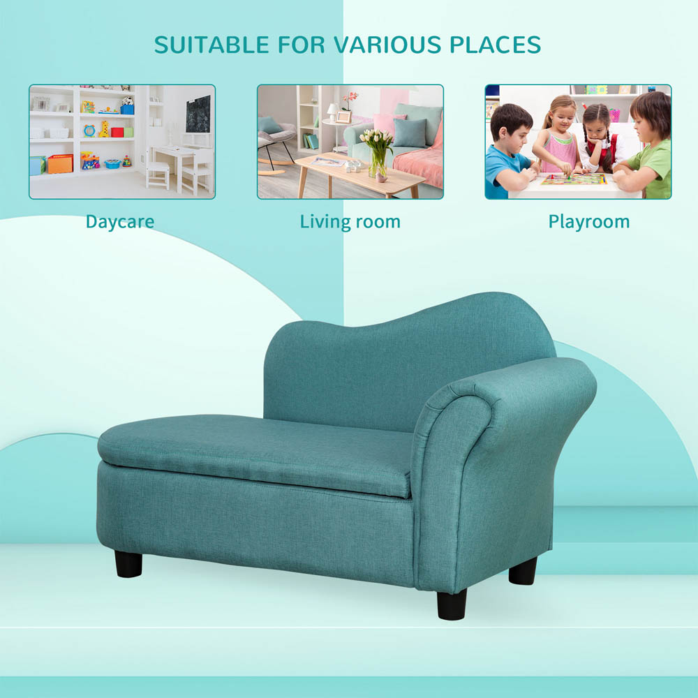 HOMCOM Kids Sofa Couch Toddler Armchair with Storage for Bedroom Blue Image 6