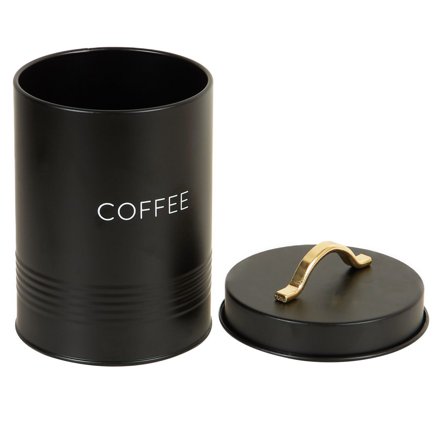 Ribbed Canister Bin - Black / Coffee Image 4