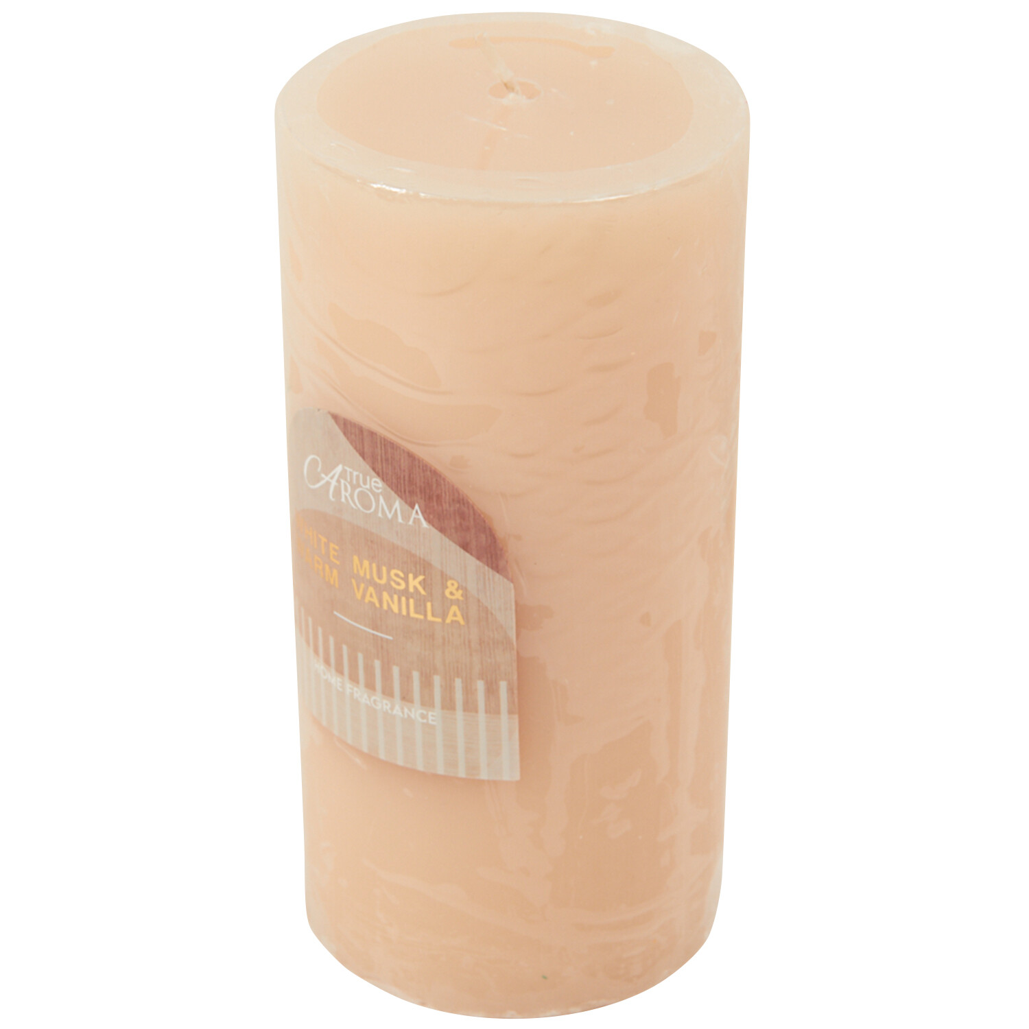 White Musk and Warm Vanilla Scented Pillar Candle - Beige Image 3