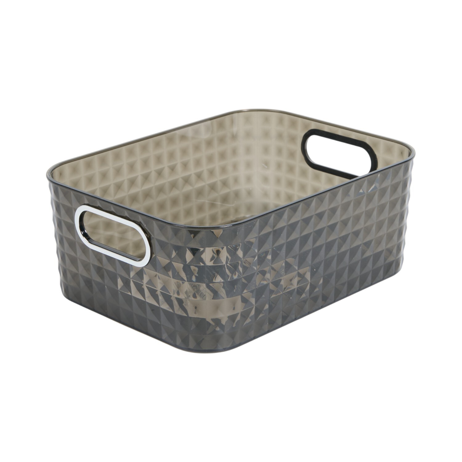 Diamond Storage Basket Grey and Clear Small Image 3