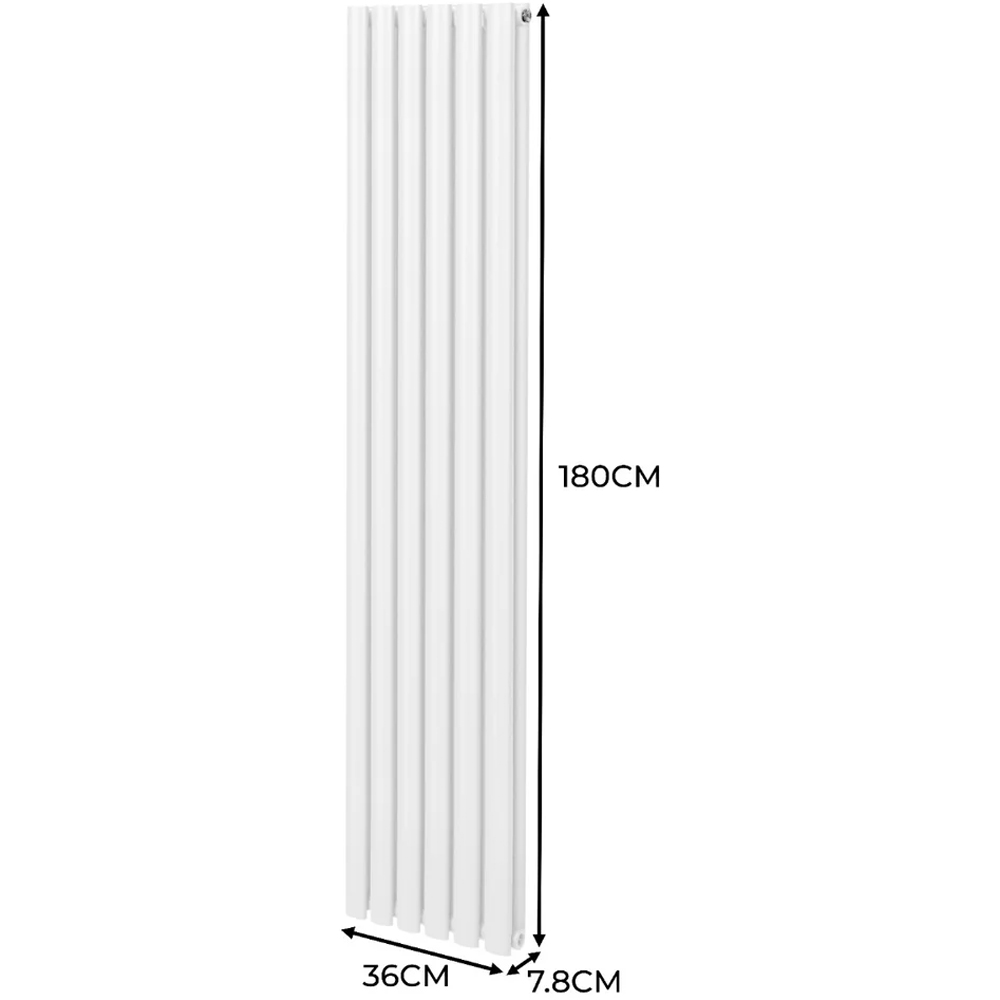 Monster Shop 4816BTU White Oval Column Radiator and Valves 1800 x 360mm Image 6