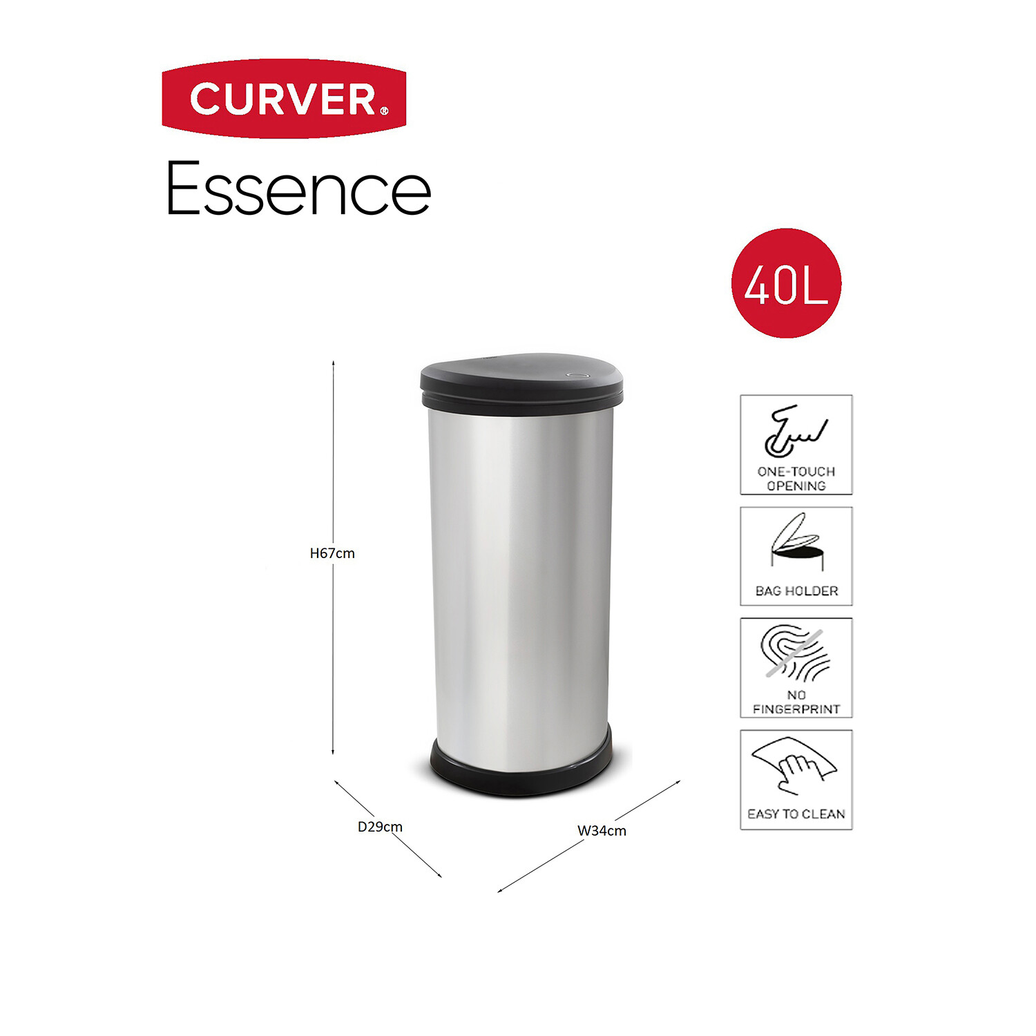 Curver Essence Silver Deco Bin 40L Image 2