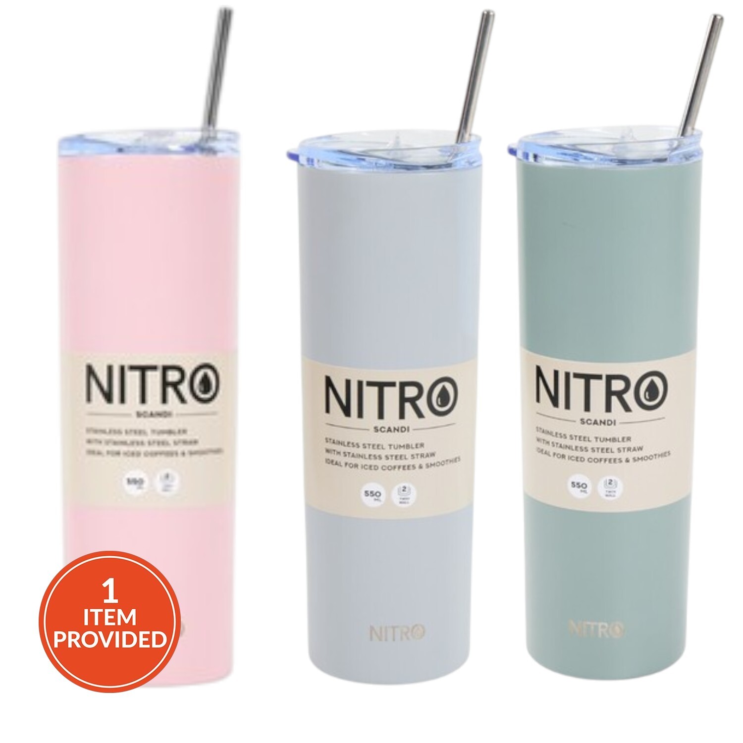 Nitro Scandi Stainless Steel Tumbler with Straw Image 1