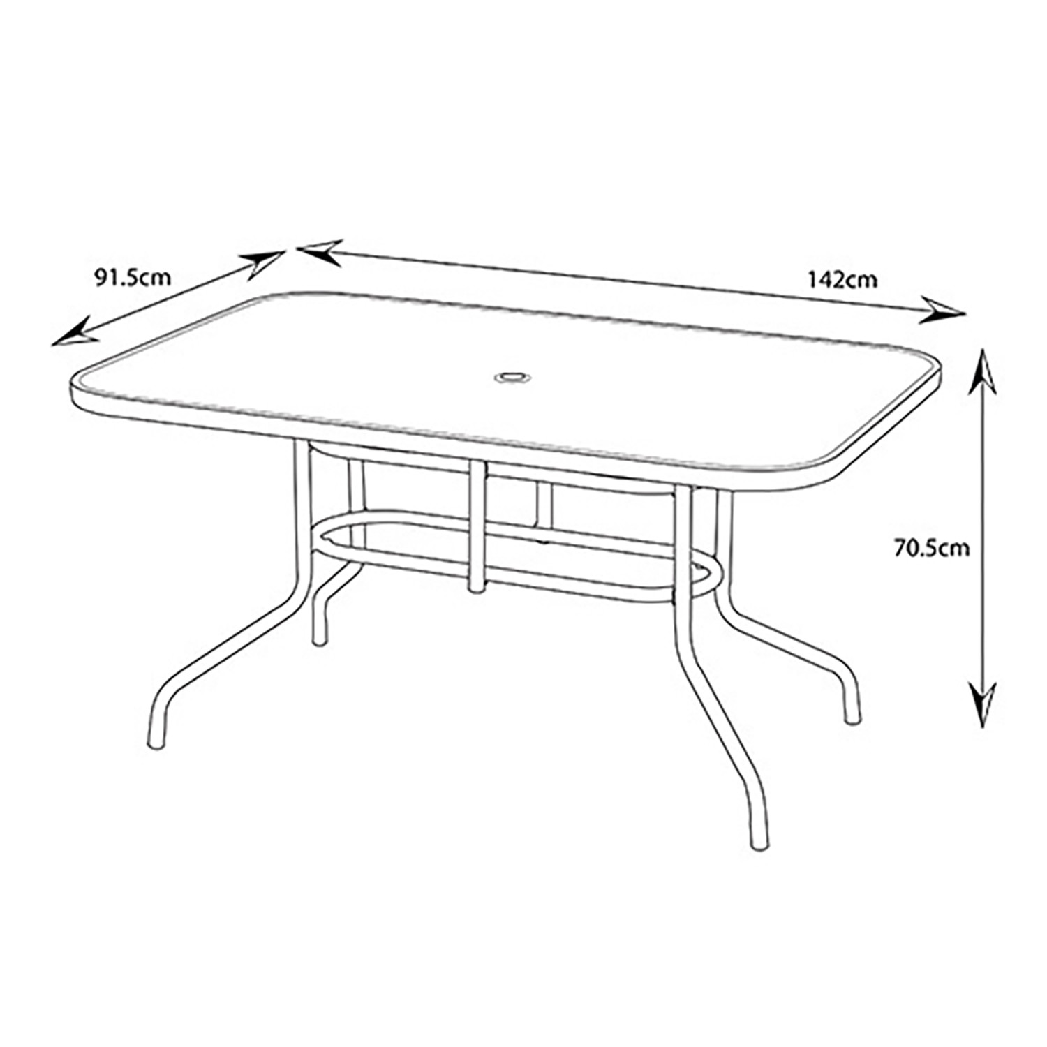 Malay Outdoor Essentials Rio Glass and Steel 6 Seater Large Garden Table only Image 3
