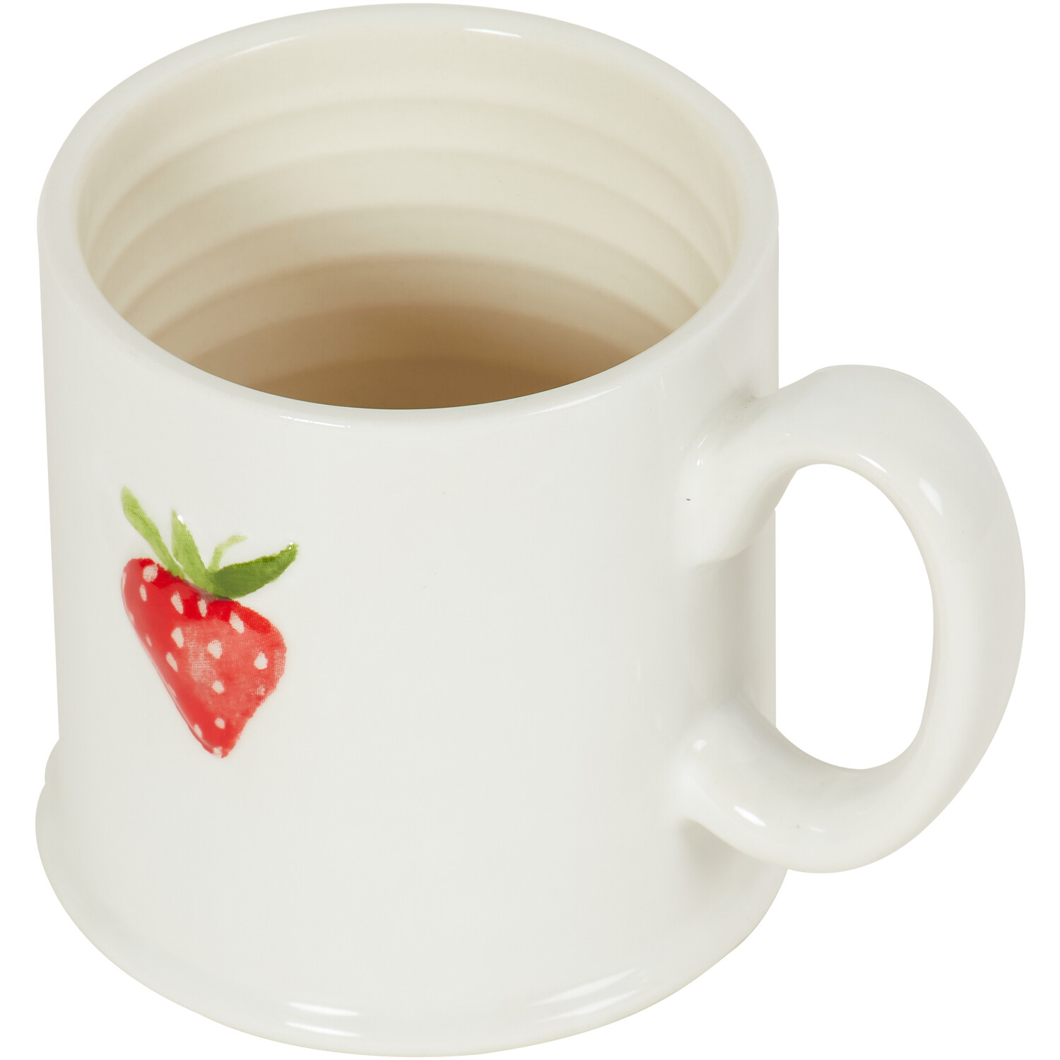 Tankard Embossed Strawberry Mug - White Image 3