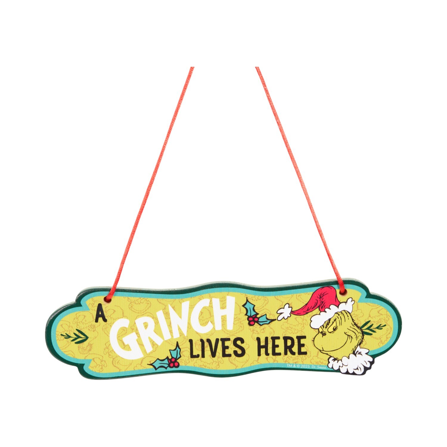 The Grinch Lives Here Hanging Sign Green Image 2