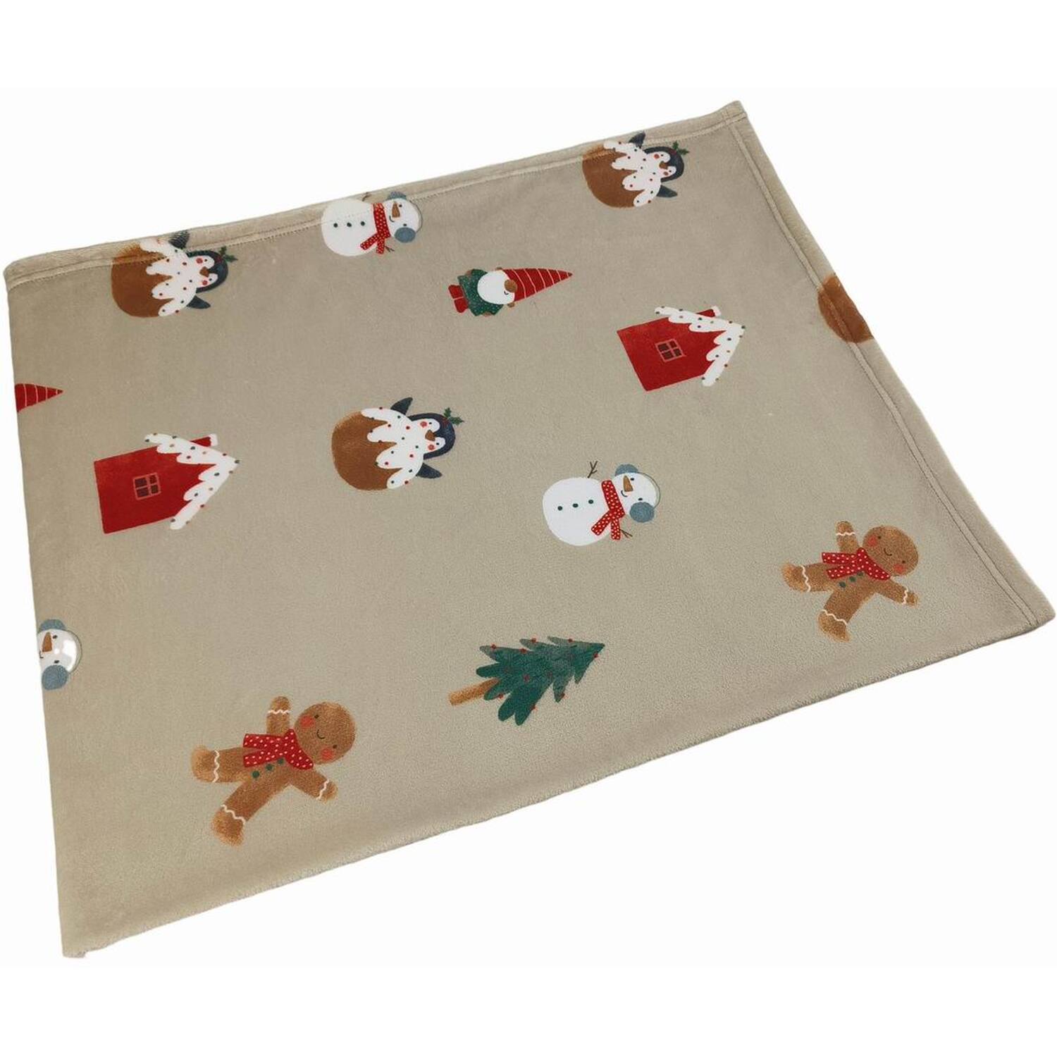 Christmas Characters Fleece Throw Beige Image 2