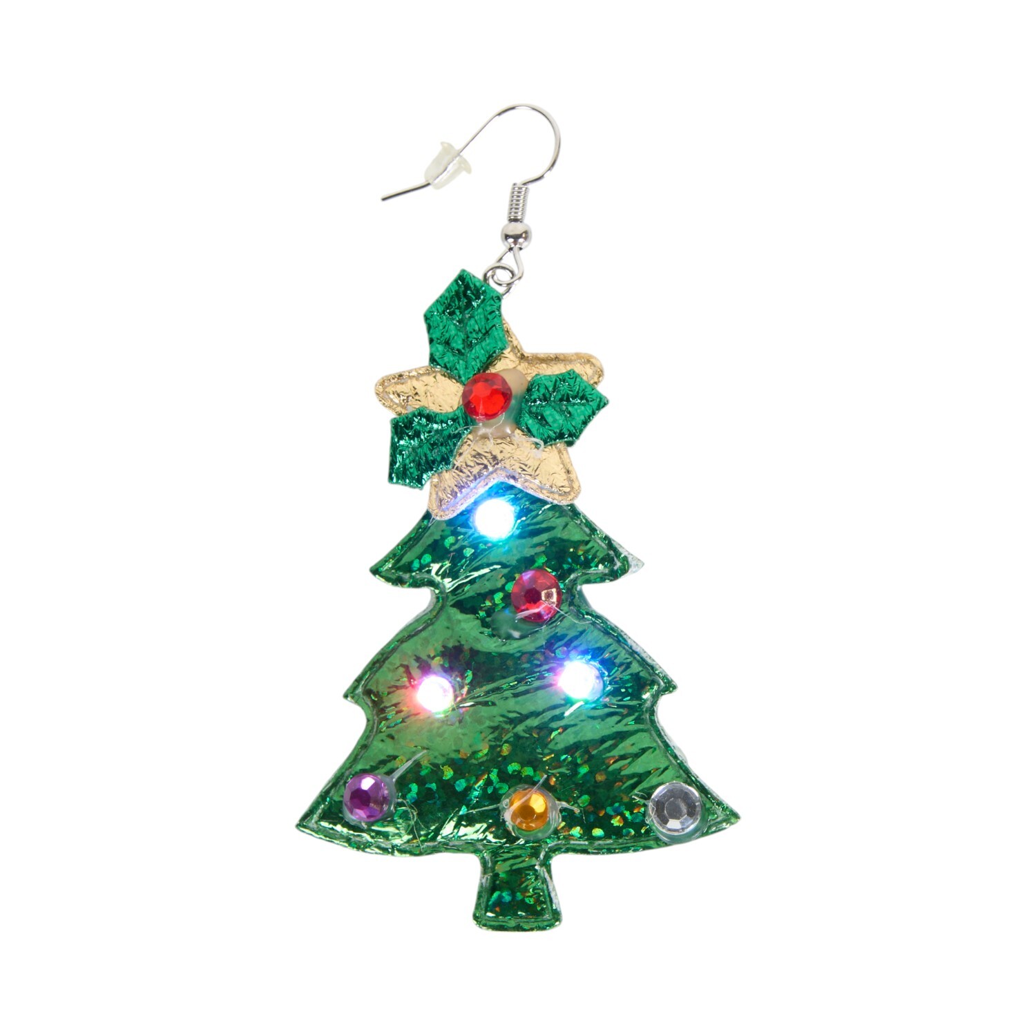 Light Up Christmas Tree LED Earrings Image 2