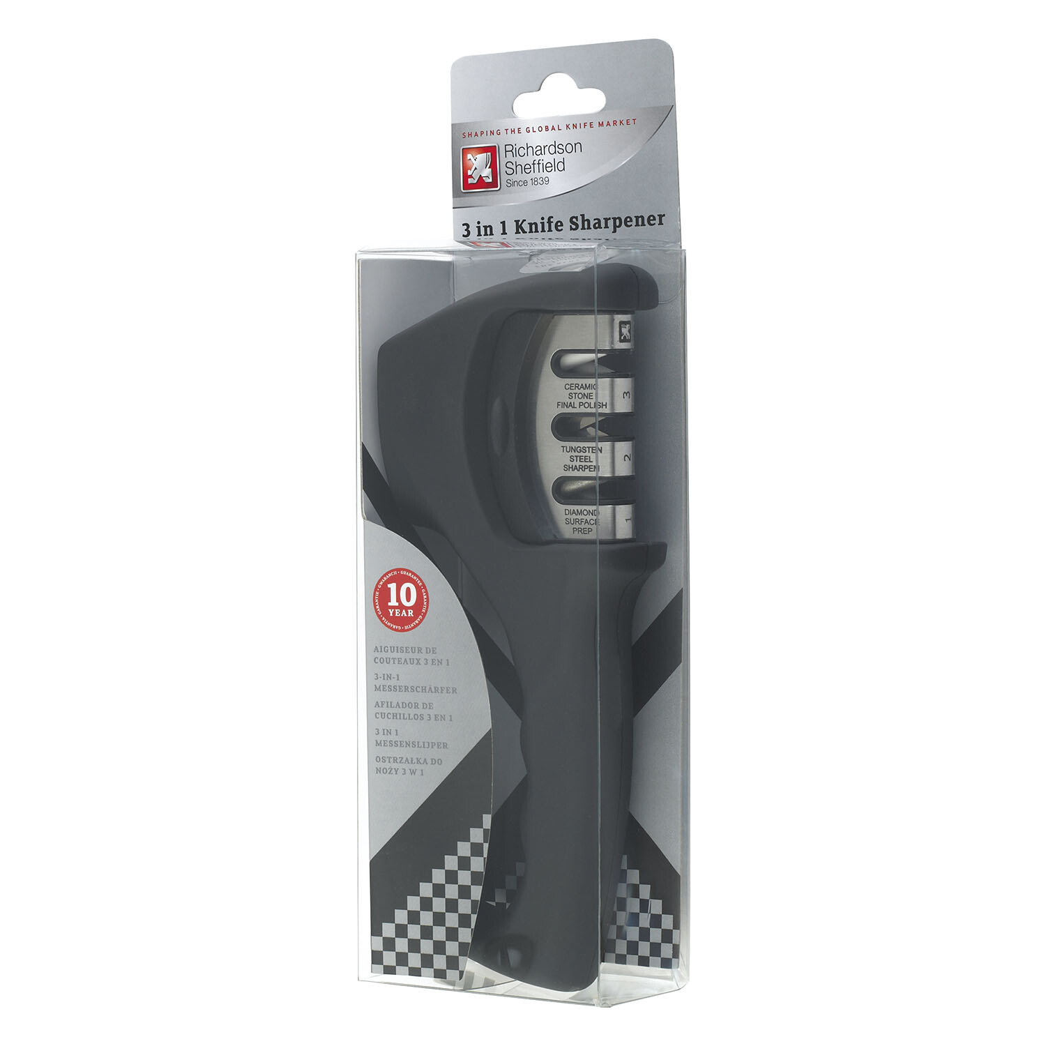 3 in 1 Knife Sharpener - Black Image 2