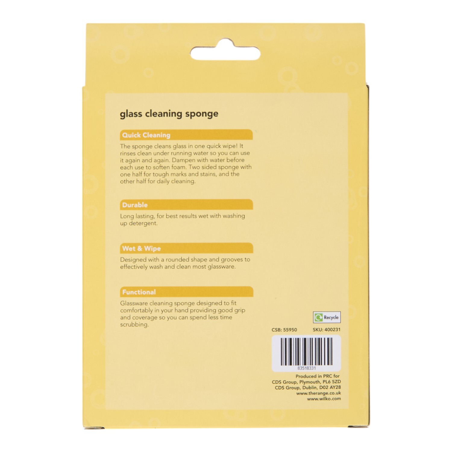 Wilko Pack of 2 Glass Cleaning Sponge Image 2