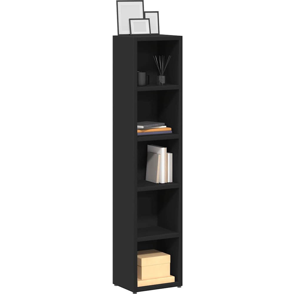 Walplus 5 Shelf Black CD Cabinet Set of 2 Image 3
