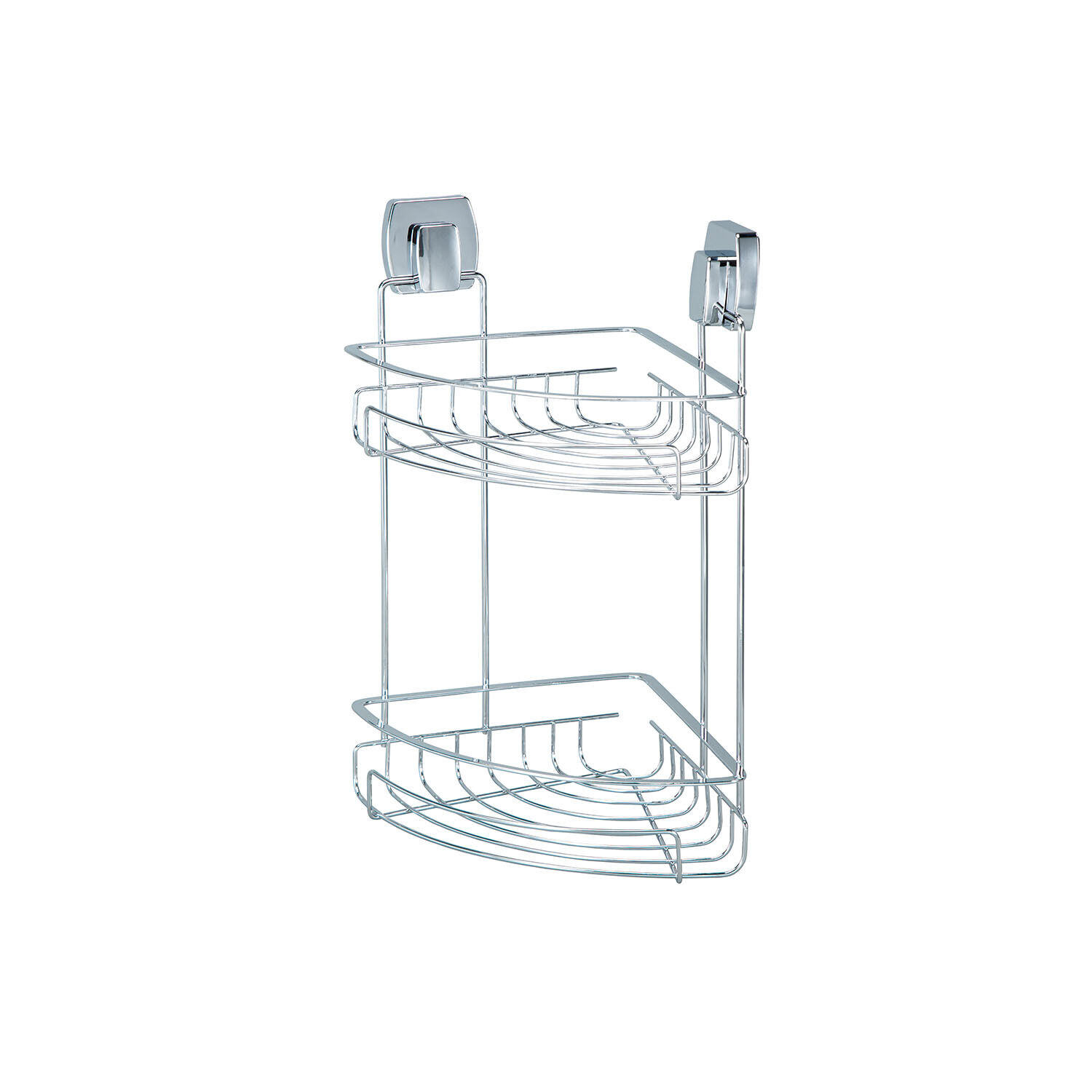 2 Shelf Chrome Square Corner Bathroom Wall Basket Image 2
