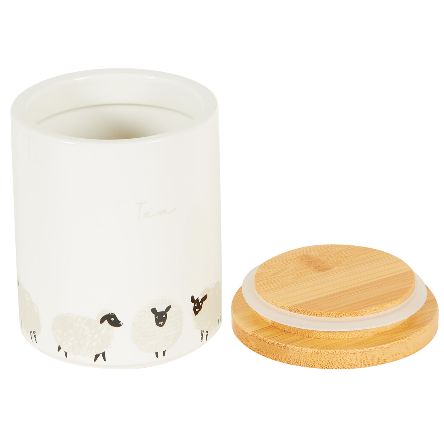 Highland Flock Canister with Bamboo Lid - White / Tea Image 4