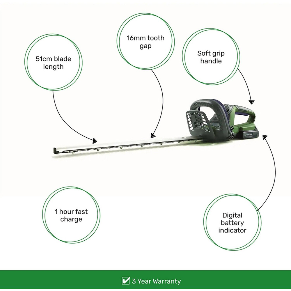 Powerbase 20V 51cm Cordless Hedge Trimmer Image 6
