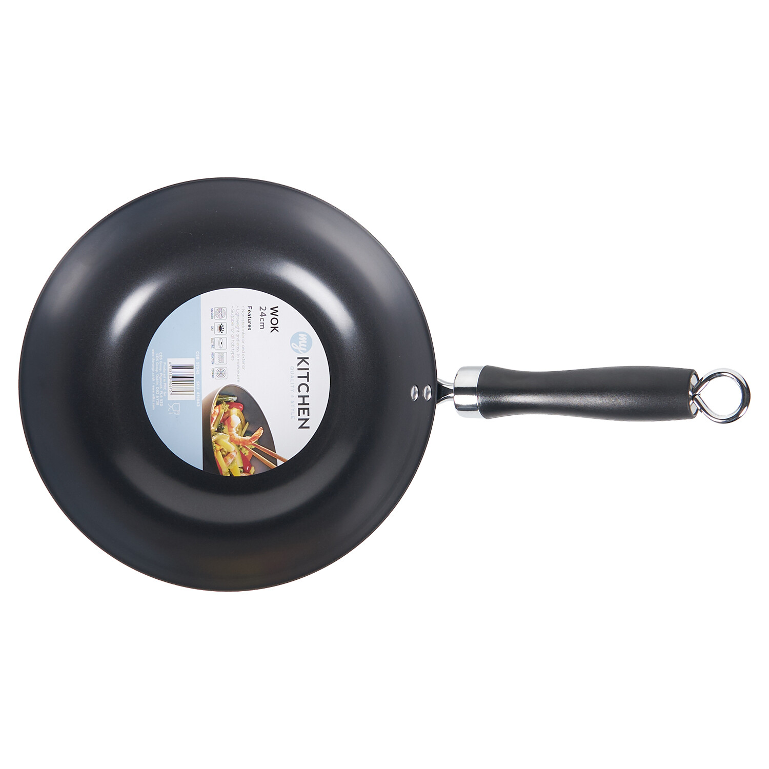 Heavy Duty Non Stick Wok Black 24cm Image 3