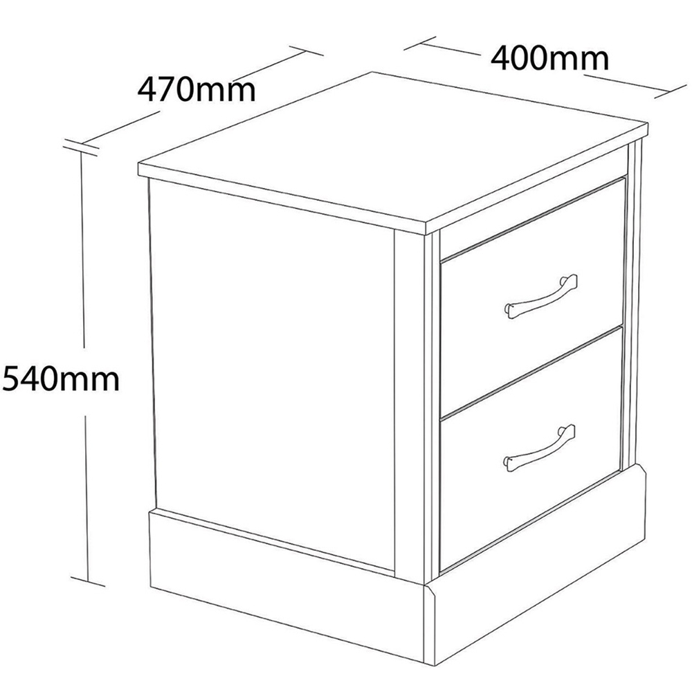 Camford 2 Drawer Bedside Table Image 3