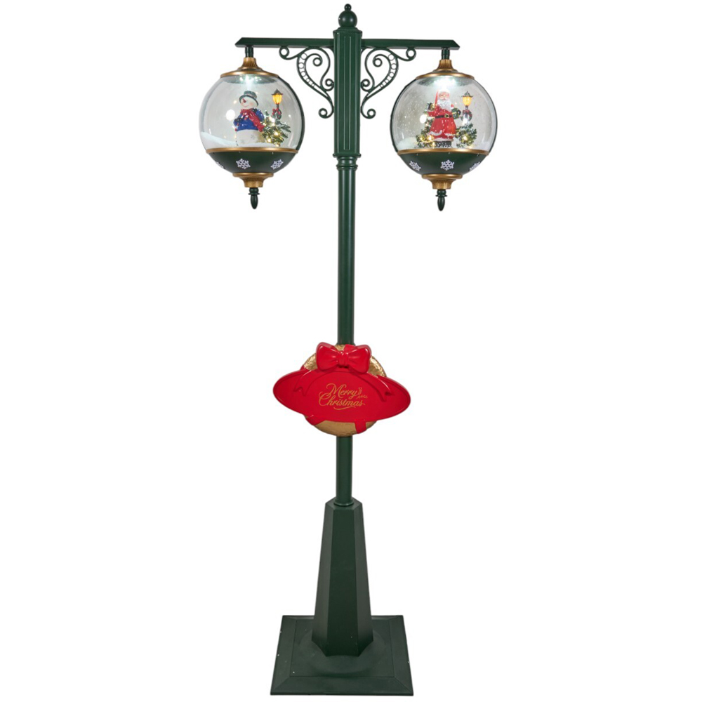 Christmas LED Snowing Musical Lantern - Green Image 3