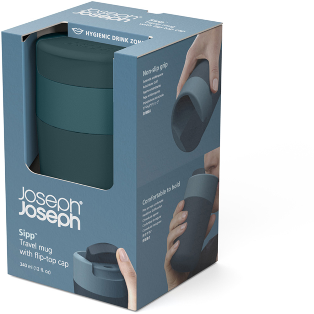 Joseph Joseph Sipp Blue Travel Mug with Hygienic Lid 340ml Image 3