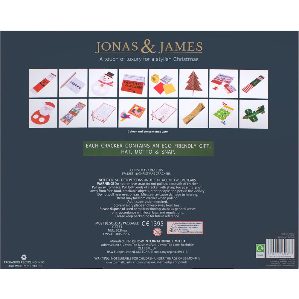 Pack of 16 Gold Wreath Crackers - Gold Image 2