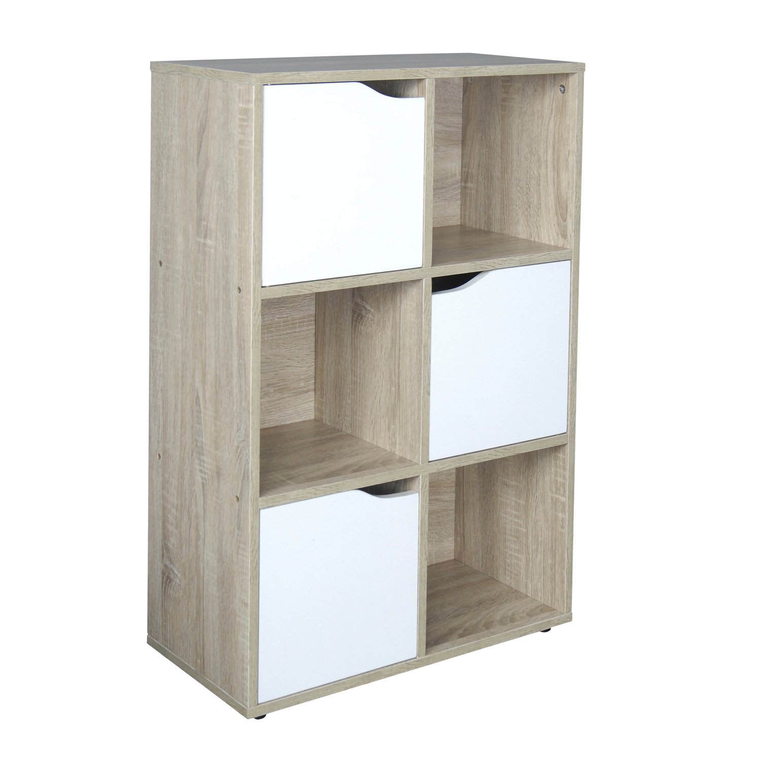 Saturn 6 Compartment Brown and White Cube Storage Shelving Unit Image 2