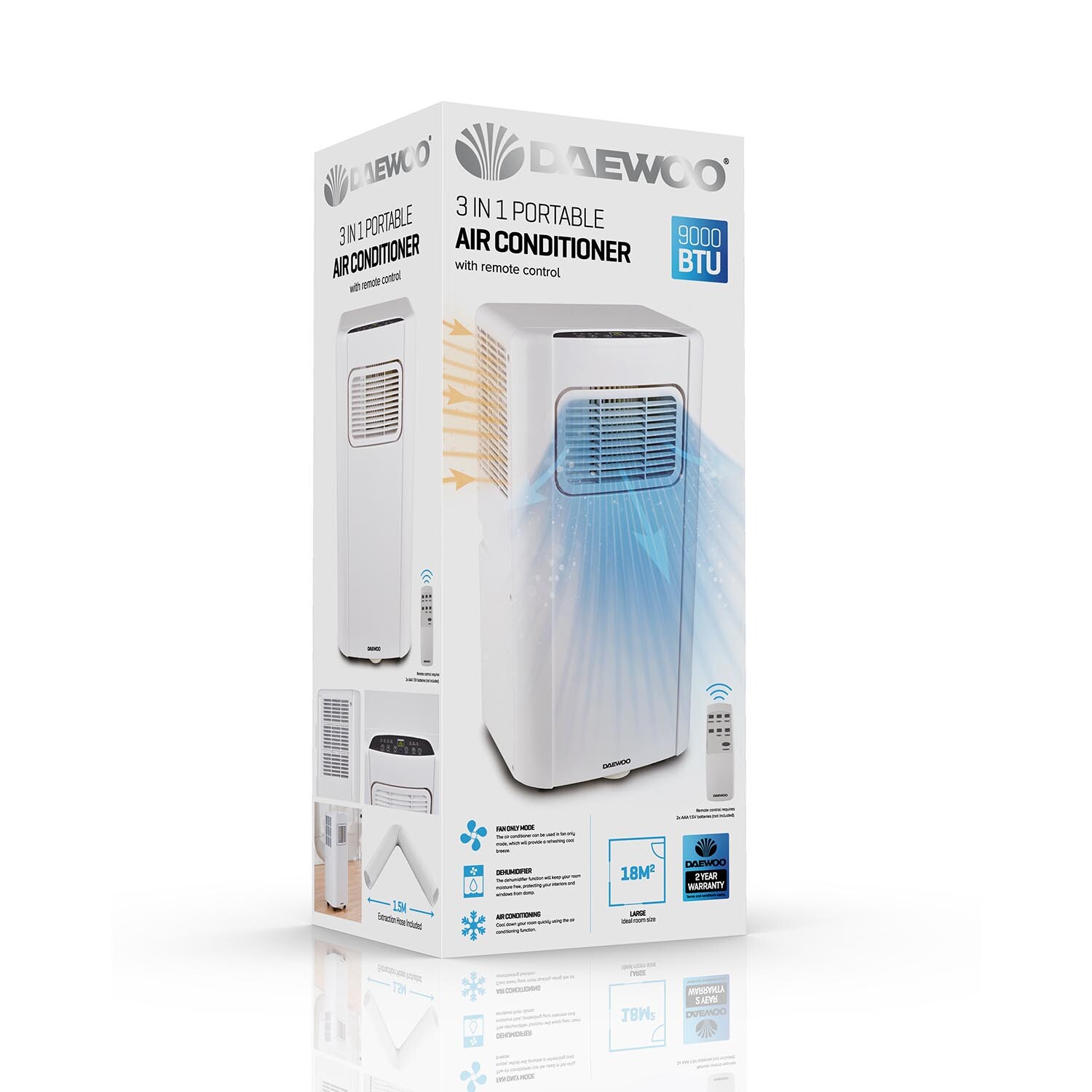 DAEWOO White 9000BTU 3 in 1 Air Conditioner Image 2