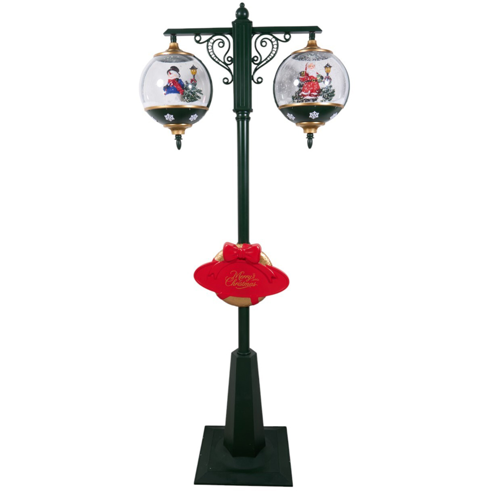 Christmas LED Snowing Musical Lantern - Green Image 5