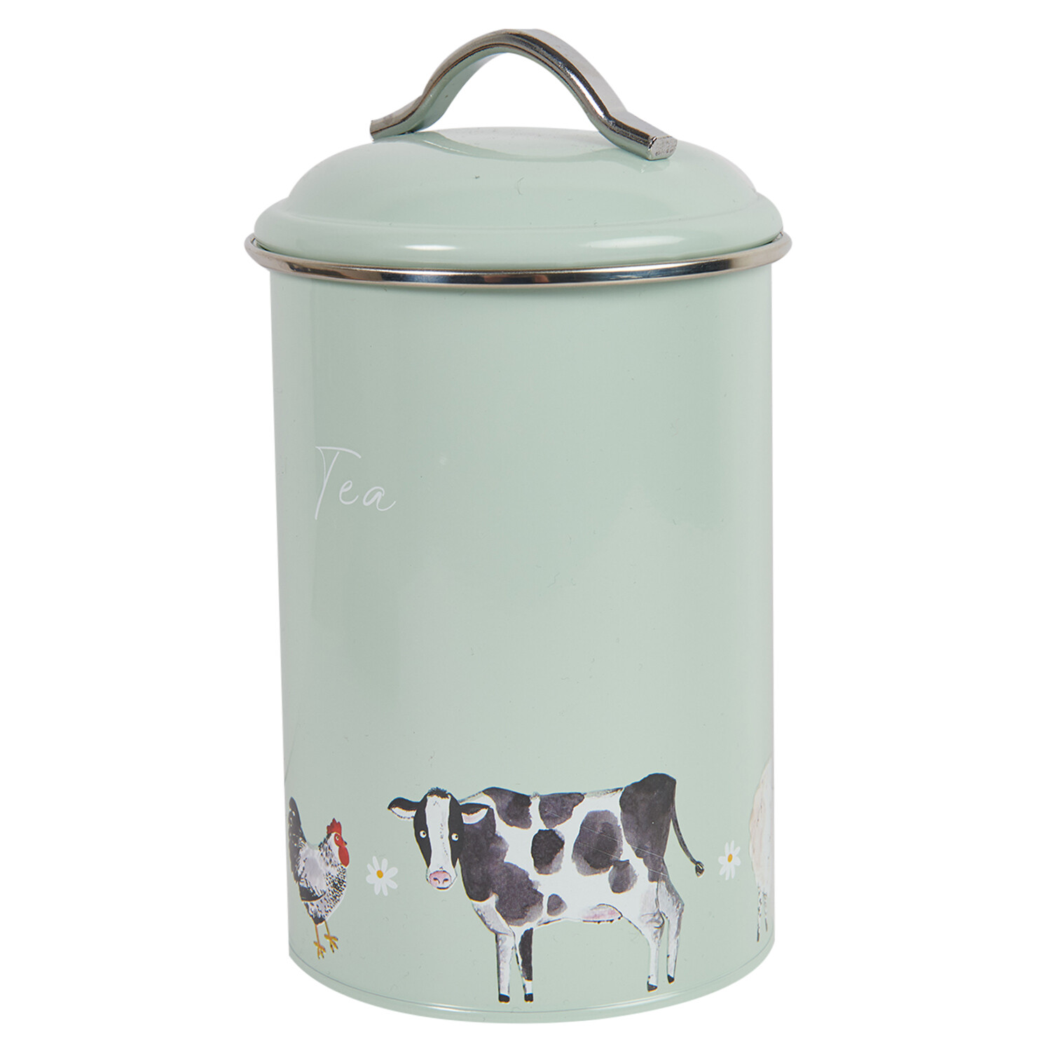 Set of 3 Daisy Farm Round Tea Coffee and Sugar Canisters - Sage Green Image 3