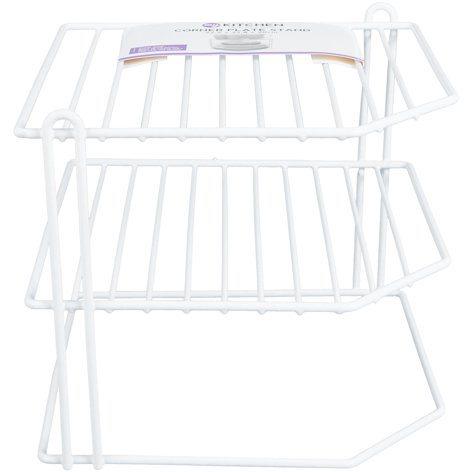 White Metal Corner Plate Stand - White Image 2
