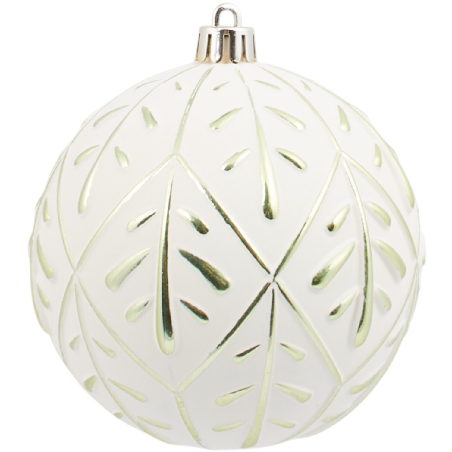 Pack of 4 Leaf Embossed Baubles White Image 3