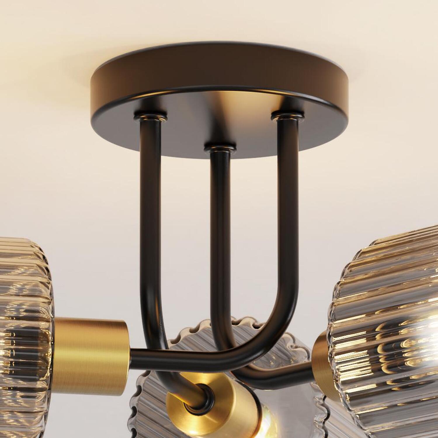 Roman 3 Arm Flush Ceiling Fitting Smoked Black Image 5
