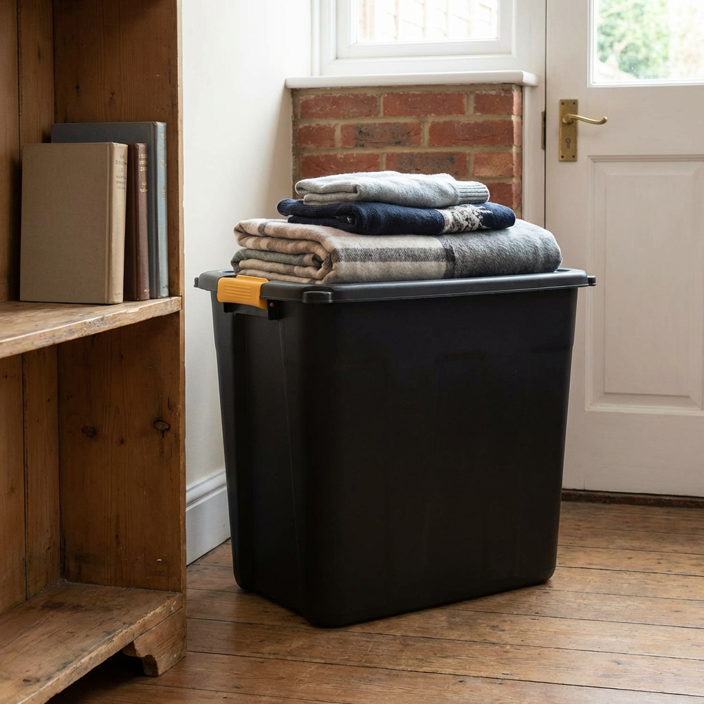 120L Black Lockable Storage Box with Cover Image 5