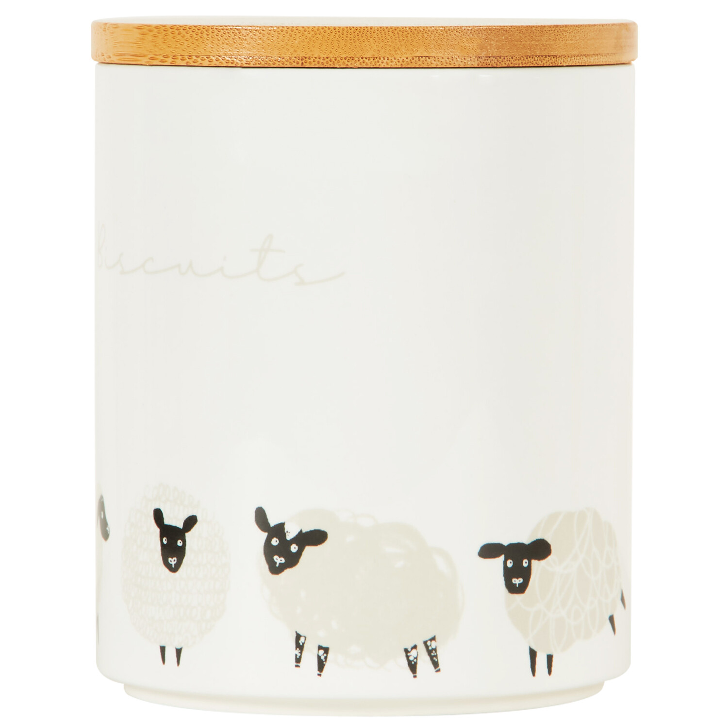 Highland Flock Biscuit Canister with Bamboo Lid - White Image 2