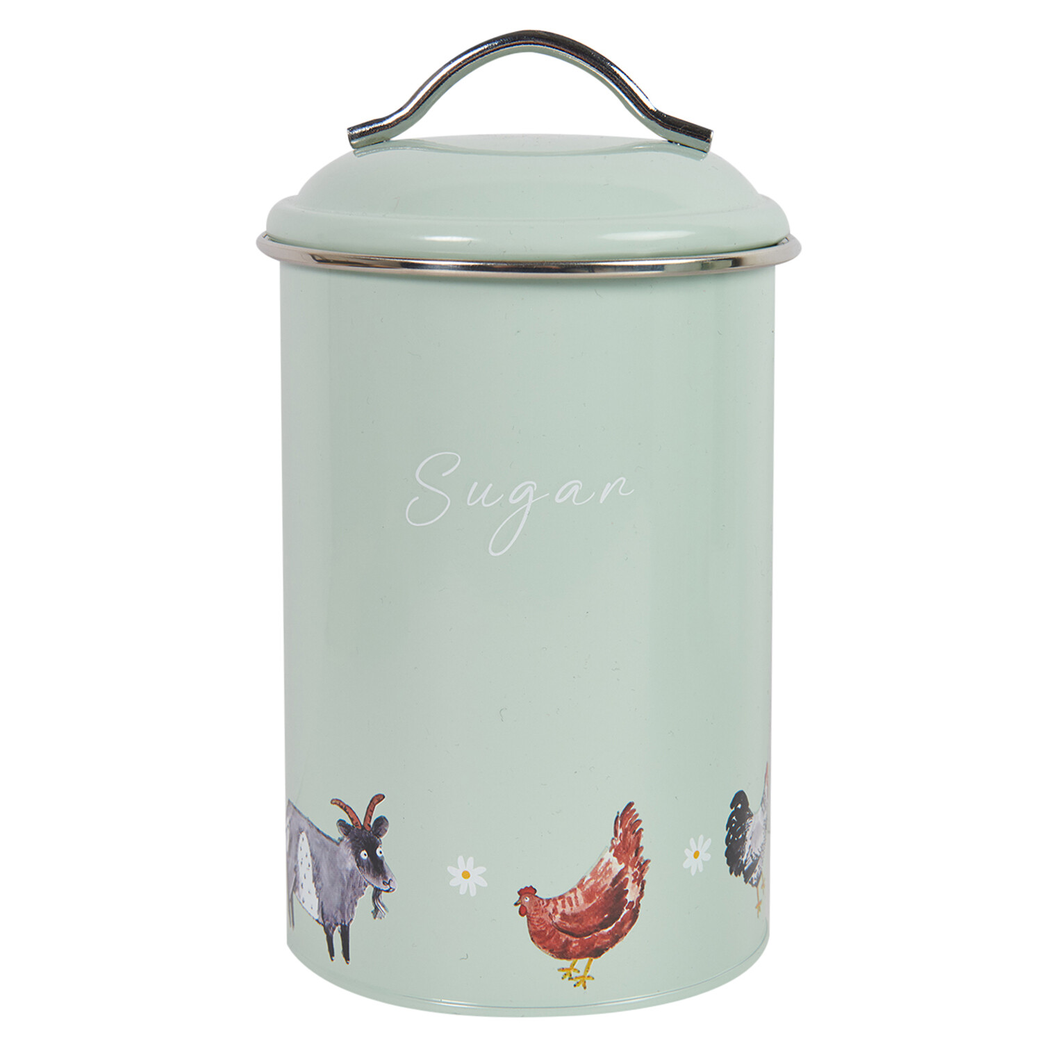 Set of 3 Daisy Farm Round Tea Coffee and Sugar Canisters - Sage Green Image 6