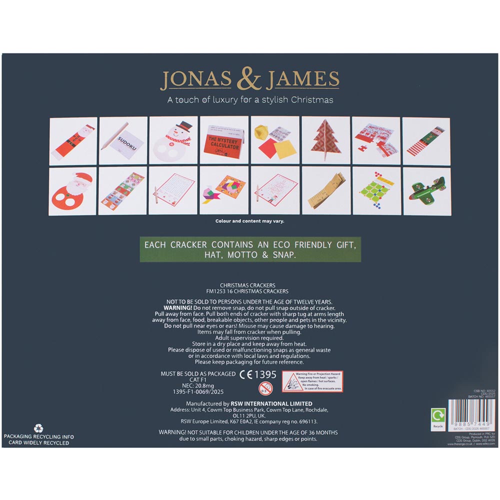 Pack of 16 Holly Crackers - Red and Green Image 2