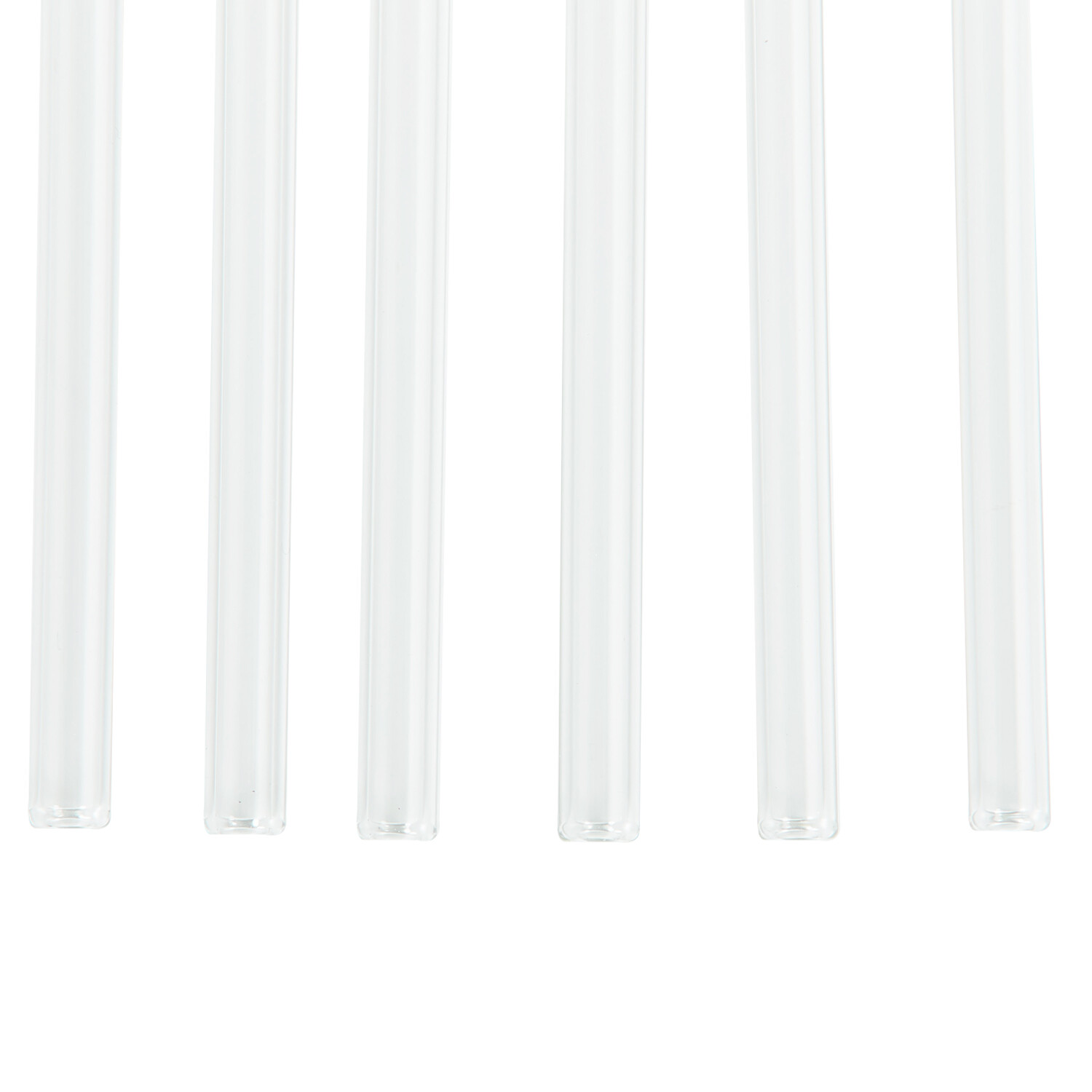 Set of 6 Clear Borosilicate Glass Straws and Brush - Clear Image 2
