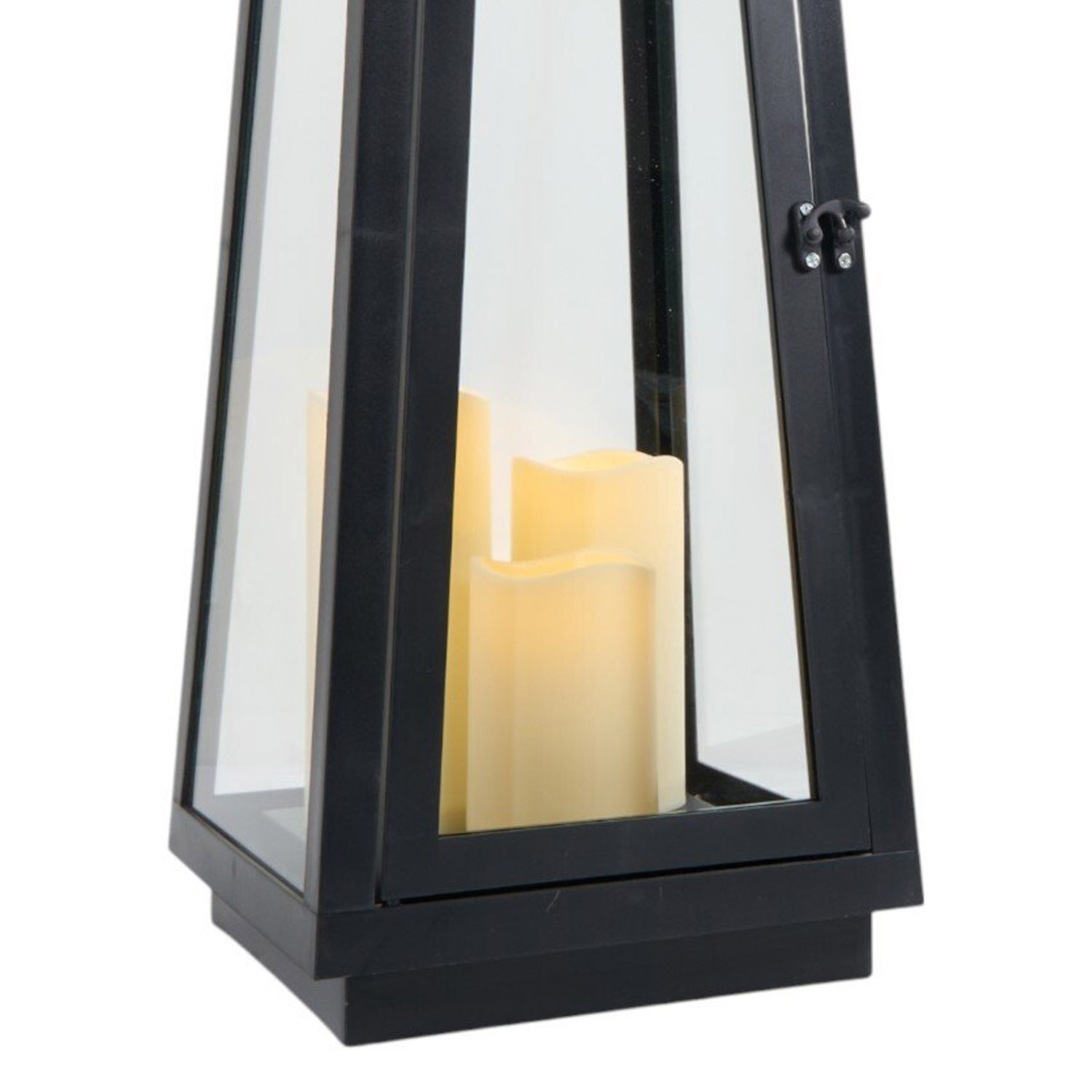 Black Triple LED Candle Lantern Black Image 6