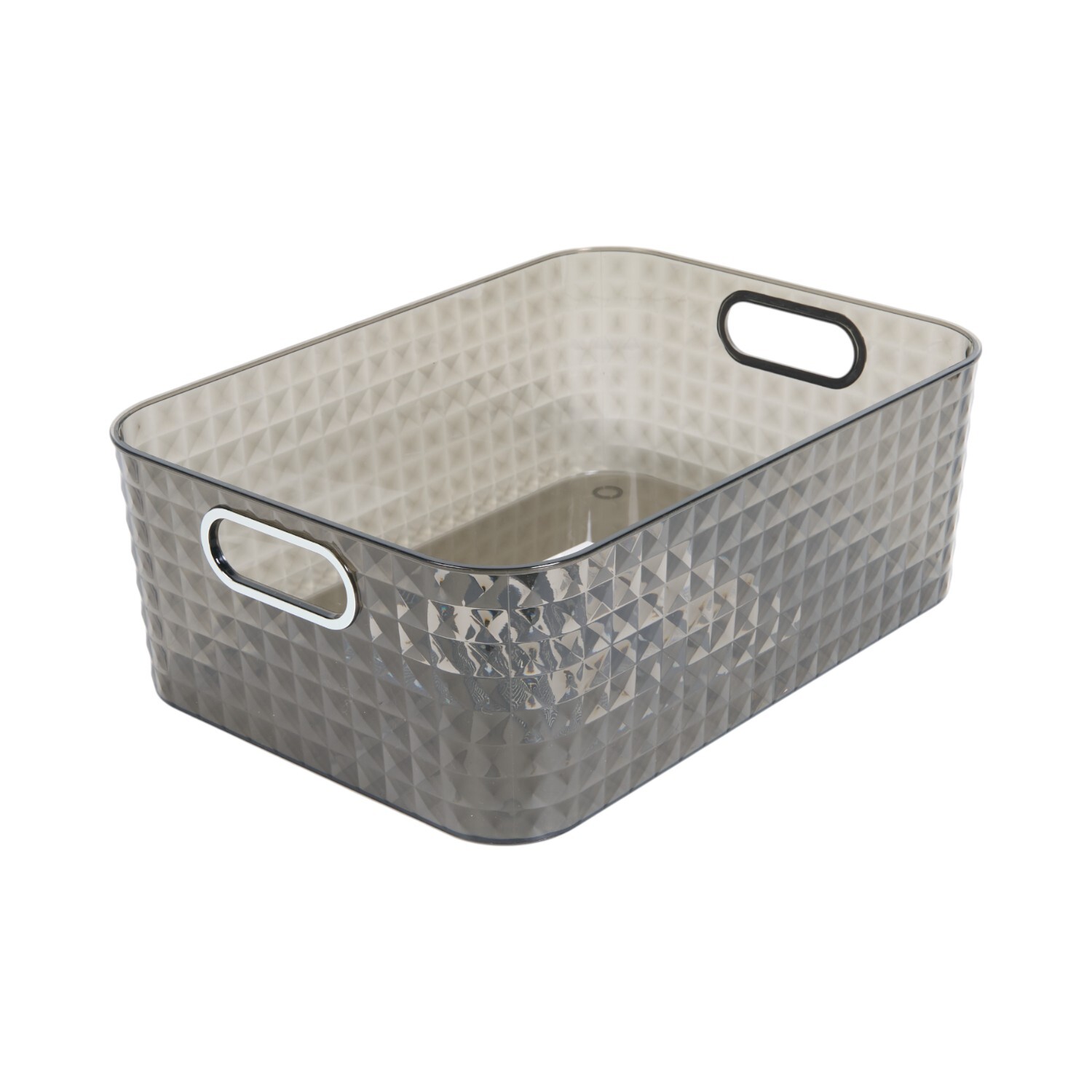 Diamond Storage Basket Grey and Clear Medium Image 3