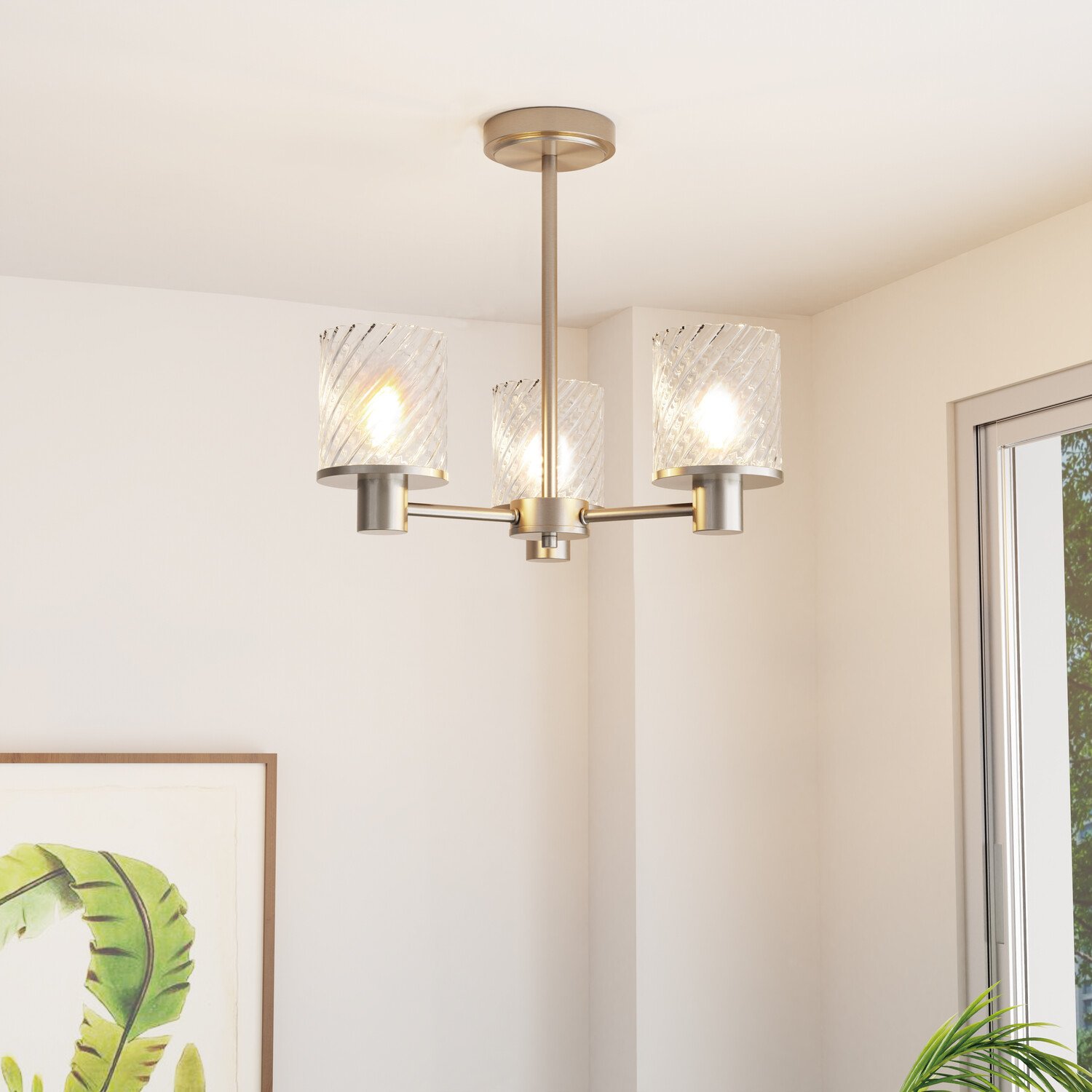 Maven 3 Arm Flush Ceiling Fitting Brushed Nickel Image 2