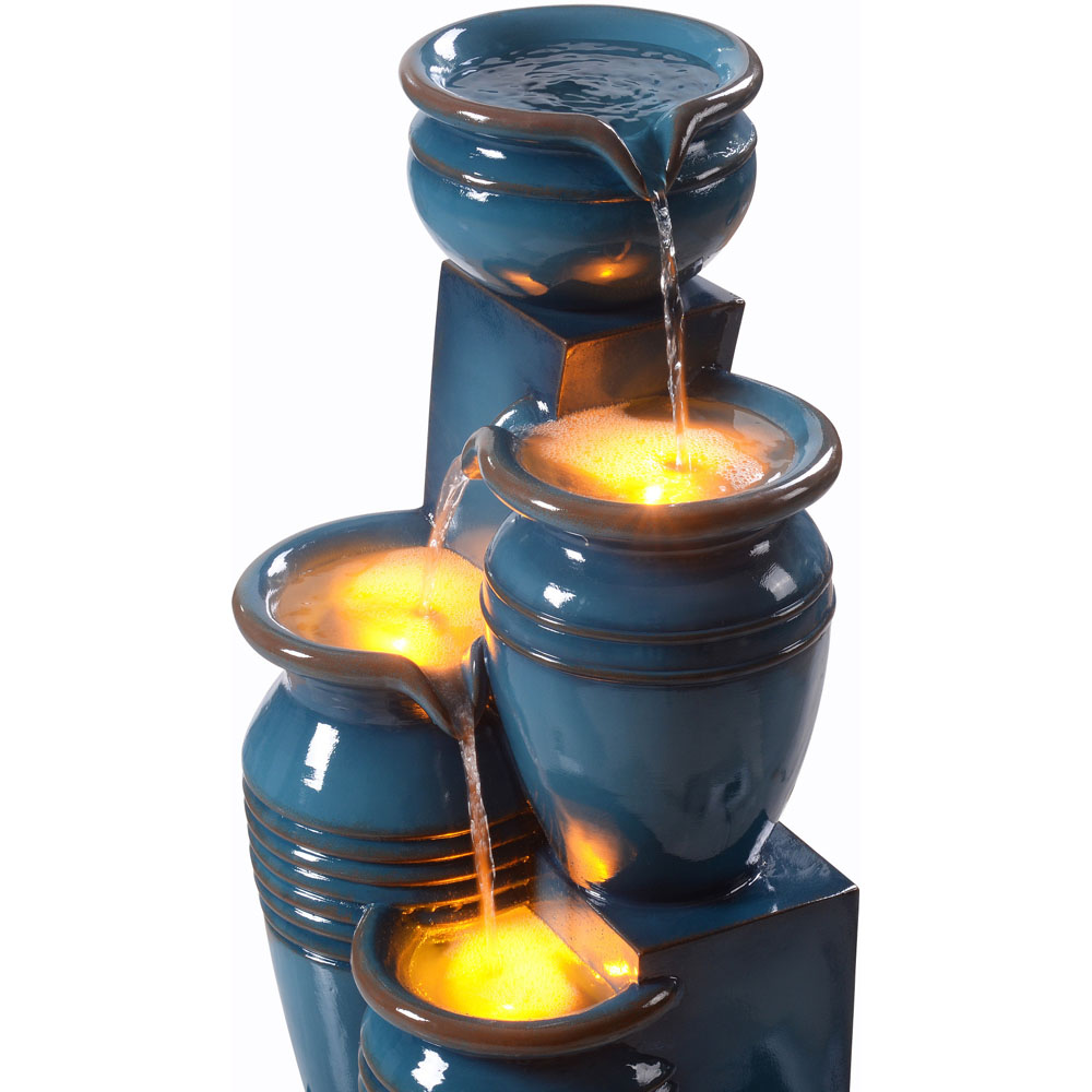 Teamson Home Blue 4-Tier Cascading Bowl Solar Outdoor Fountain 28.7 inch Image 5