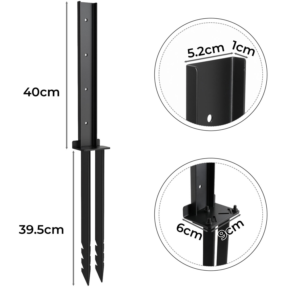 Traderight HW0299-UK Heavy Duty Metal Fence Post Ground Spike 2 Pack Image 9